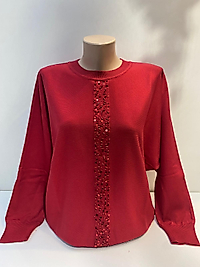 YARASA KOL PAYET DETAY TRİKO BLUZ