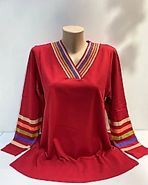 V YAKA ÇİZGİLİ TRİKO BLUZ