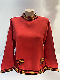 YARIM BALIKÇI ETNİK TRİKO BLUZ