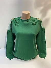 OMUZ TÜL APLİK DETAY TRİKO BLUZ