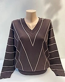 V YAKA ÇİZGİLİ TRİKO