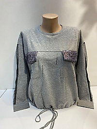 CEPLİ PAYET DETAY TRİKO BLUZ