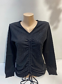 BAĞLAMA TAŞ BASKI TRİKO BLUZ