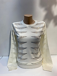 TRANSPARAN TAŞ BASKI TRİKO BLUZ