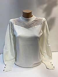 YAKA TÜL DETAY TRİKO BLUZ