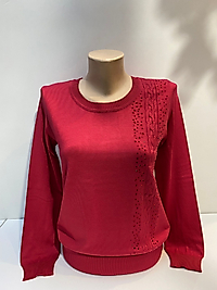 U YAKA TAŞ BASKI TRİKO BLUZ